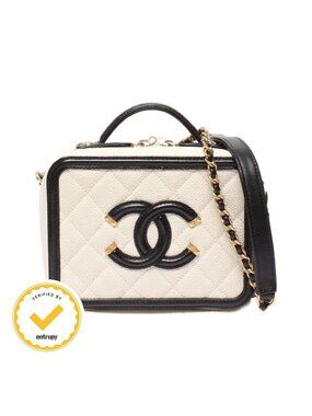 Chanel Chain Shoulder Bag Vanity Crossbody Gold Caviar Leather